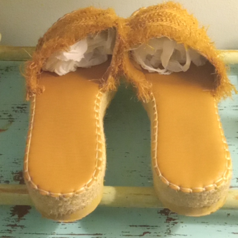Hemp/Soft Burlap Straw Platform Slides - image 2